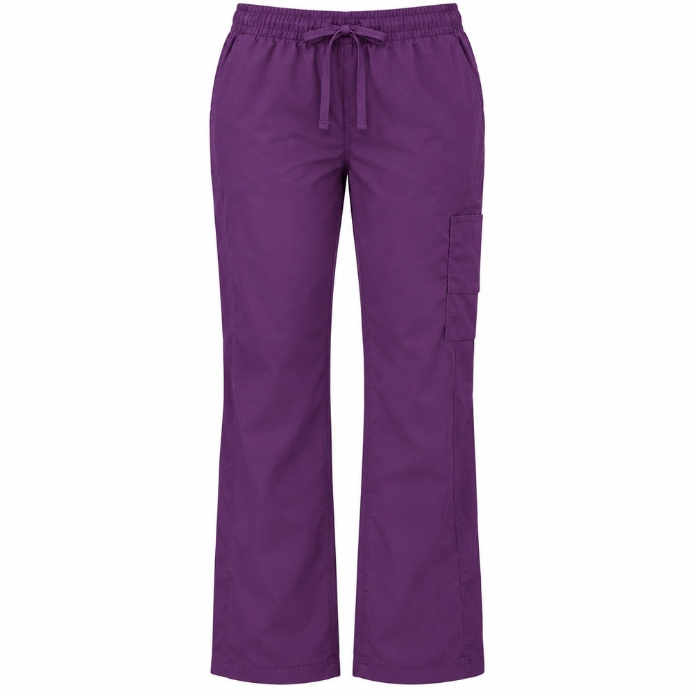 Dickies Women's Purple Cargo Scrub Pants Size Large Drawstring Elastic Waist
